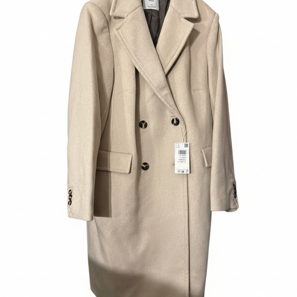 Mango Classic Tan Double-Breasted Trench Coat 42” 2 pockets slit in back to open
